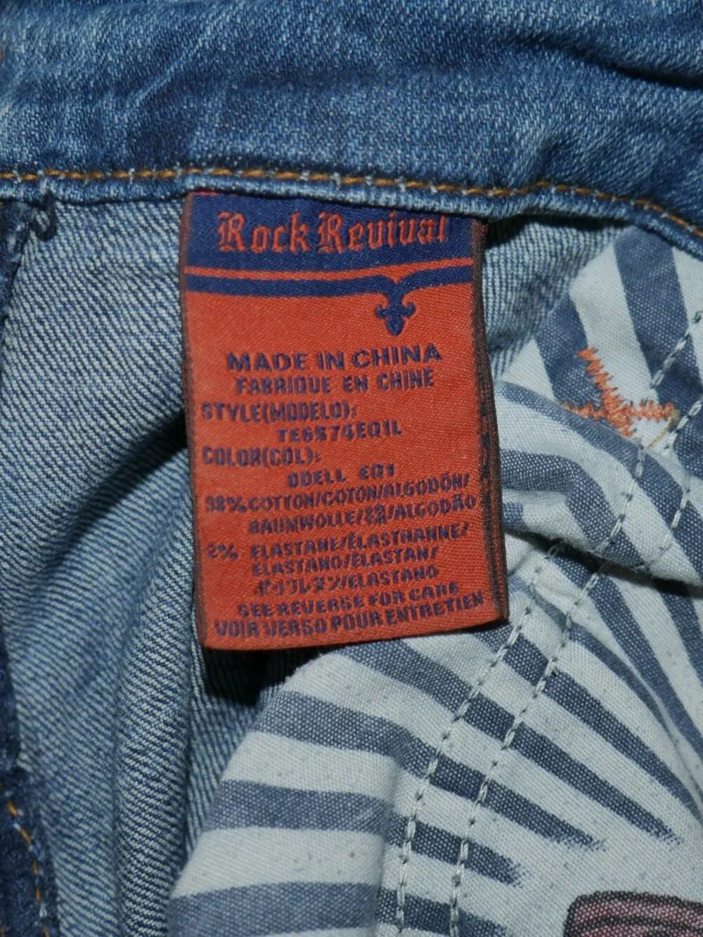 Rock Revival Odell Relaxed Fit Jeans Men 38x34 Dark Wash Thick Stitched EUC